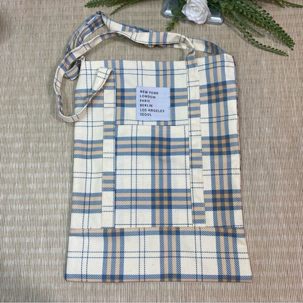 Plaid Tote Bag Cotton Blend Fashion NY London ParisLA Seoul NWOT